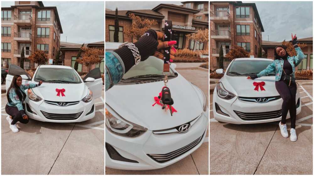 Young Nigerian buys expensive white new car to mark 24th birthday, many react