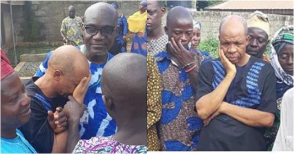 Nollywood actor Hafiz Oyetoro aka Saka loses 92-year-old mom, seen wailing in tears as she is laid to rest (photos)