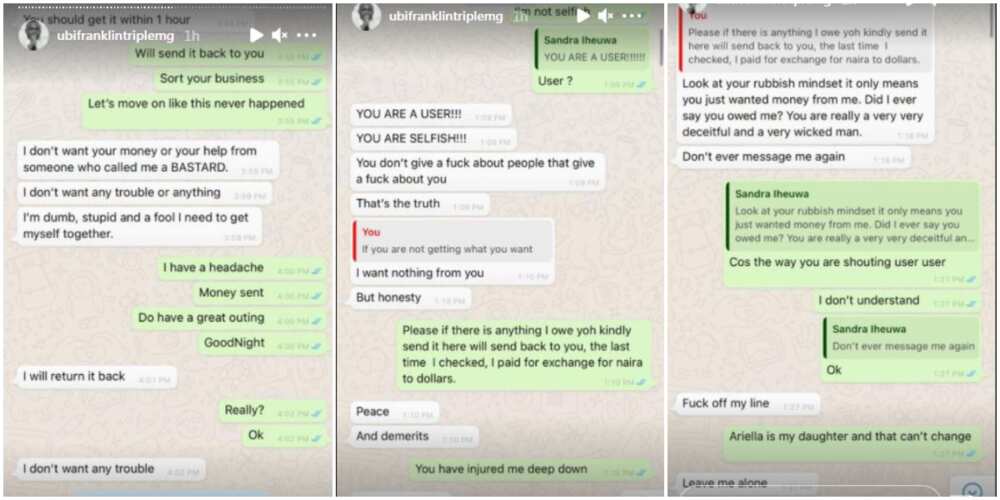 Ubi Franklin Opens Can of Words, Says Sandra Iheuwa’s Claims of Sponsoring Dubai Trip is a Lie, Shares Proof