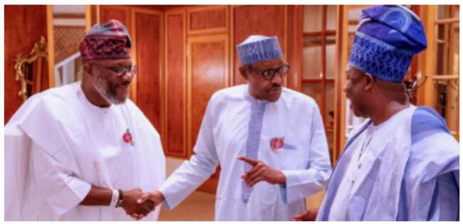 Buhari meets with Amosun, Akinlade in Aso Rock
