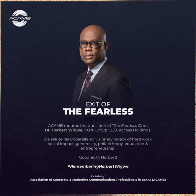 ACAMB Mourns exit of ‘the fearless one’ Dr Herbert Wigwe, CEO of Access Holdings