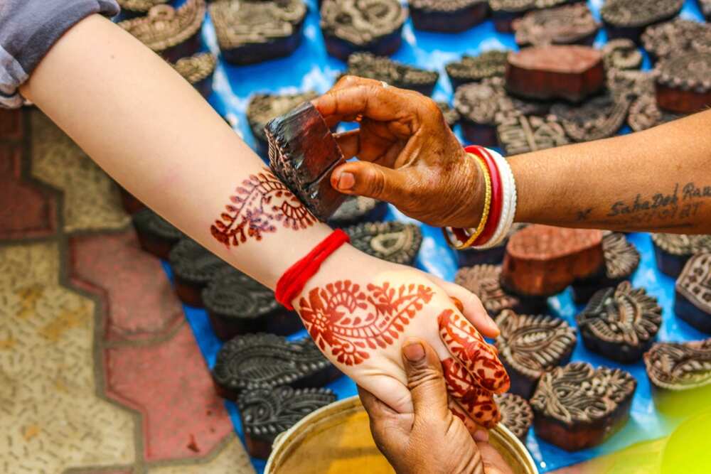Red henna designs