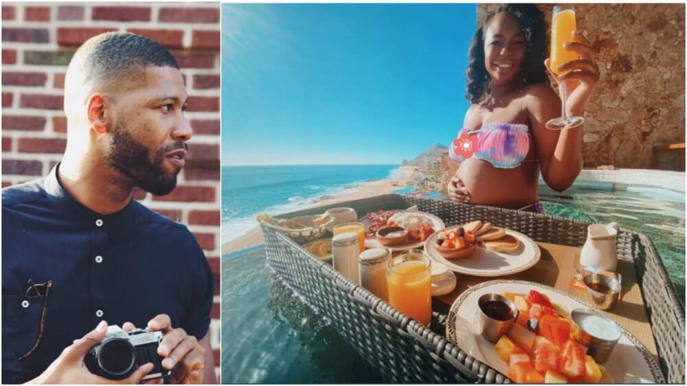 Man serves his pregnant wife food inside swimming pool, many react