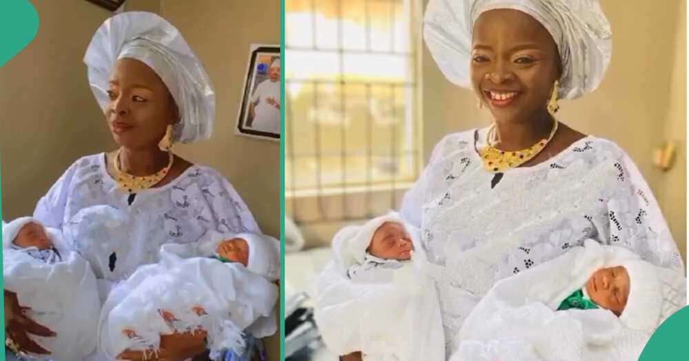 Nigerian woman who gave birth to twins.