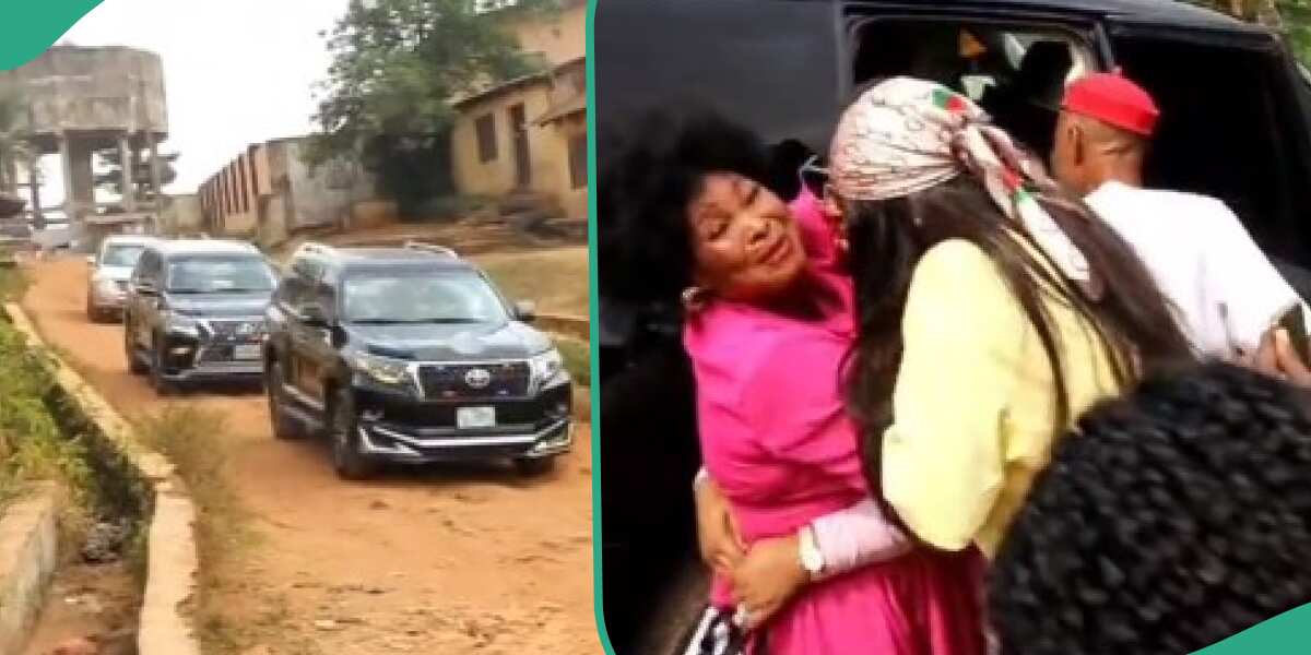 Video as lady returns home using convoy after 11 years abroad