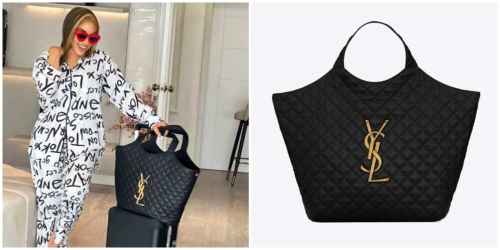 Celebrity Price Check: Tonto Dikeh Poses with Yves Saint Laurent Tote ...