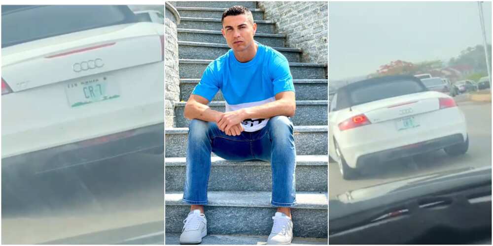 Ronaldo is in Abuja: Massive reactions as car with CR7 plate number sighted in FCT