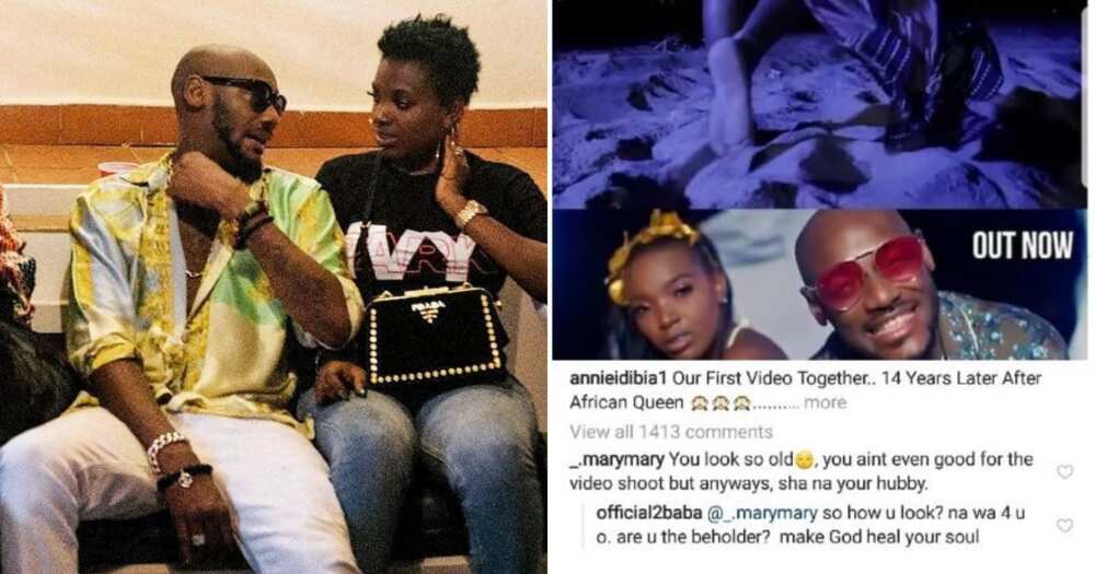 2Baba replies troll who called his wife Annie 'old' after she featured in his music video (screenshot)