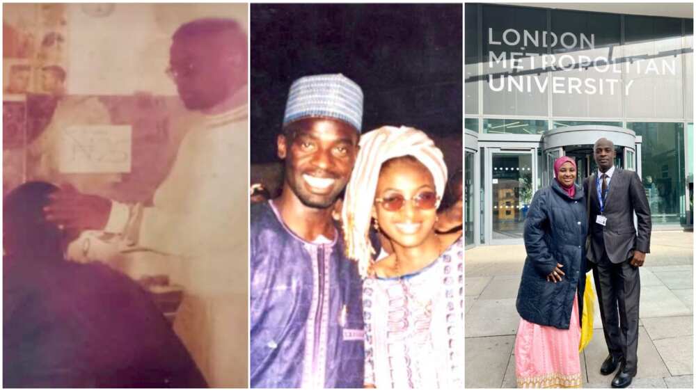 Photos of Nigerian man who was once a barber charging N25 go viral, he now has PhD from UK university