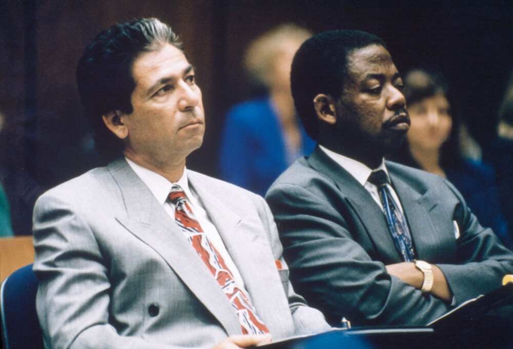 Robert Kardashian and Carl Douglas, defence attorneys in the case of OJ Simpson in Los Angeles