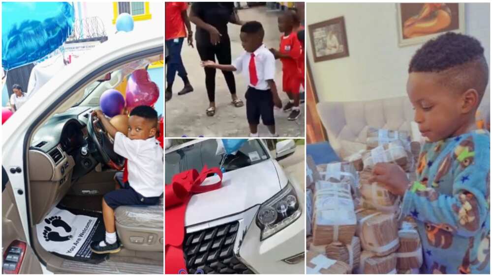 Nigerian Billionaire Buys Lexus 2021 Worth N41m for His Kid Son for His Birthday, Takes It to School in Video