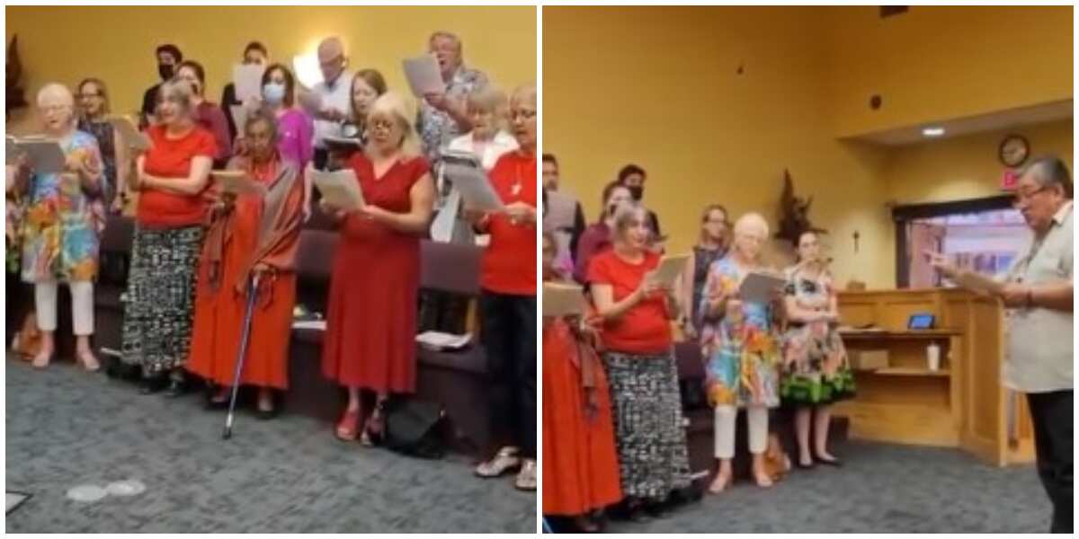 Super amazing: Old Oyinbo men and women sing catholic hymn fluently in Igbo, video causes stir among Nigerians