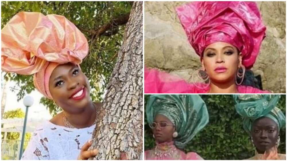 A collage showing Azeezat and Beyonce. Photo source: Yoruba Movies Gist