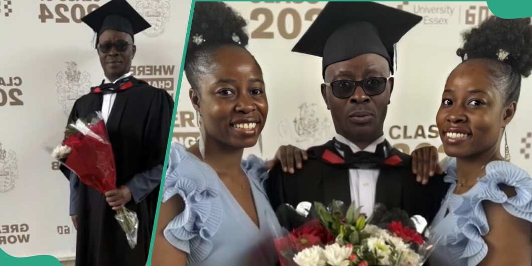 AWESOME! Twin daughters witness their Nigerian father’s momentous UK graduation
