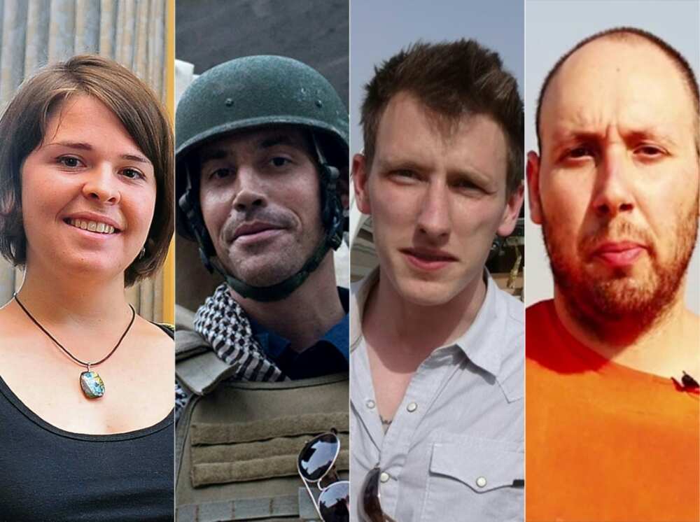 From left to right, Kayla Mueller, James Foley, Peter Kassig and Steven Sotloff