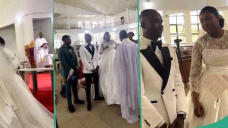 Video shows moment pastor asked Nigerian bride to remove her eyelashes or no wedding, generates buzz