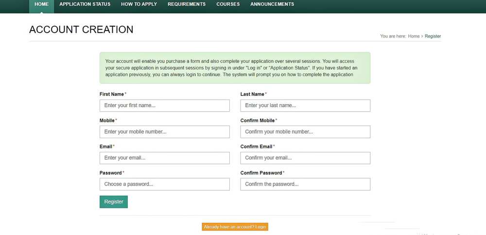 NDA portal registration NDA portal registration