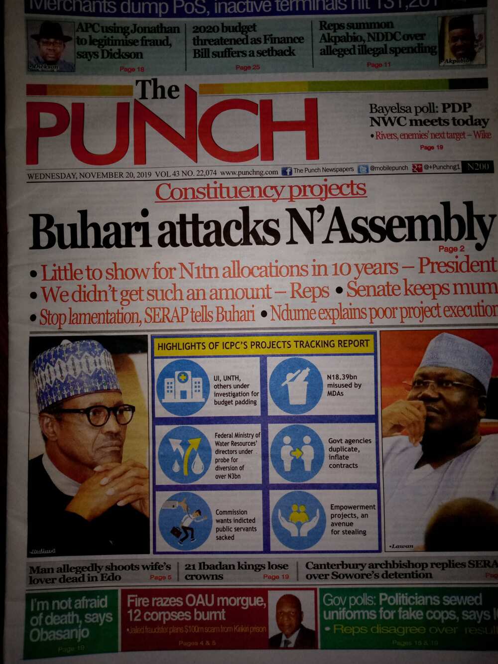 The Punch newspaper review of November 20