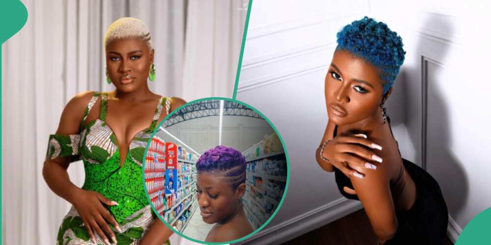 BBNaija's Alex's coloured hair. BBNaija's Alex's coloured hair.