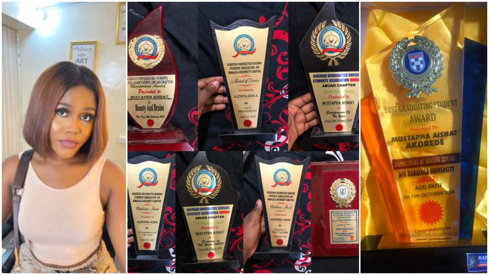 Pretty Nigerian lady packs 8 awards, graduates best student in her departments, photos get people talking