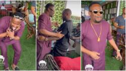 "Celeb pass celeb": Drama as clip of Zubby Micheal jumping up to greet Davido goes viral, fans react