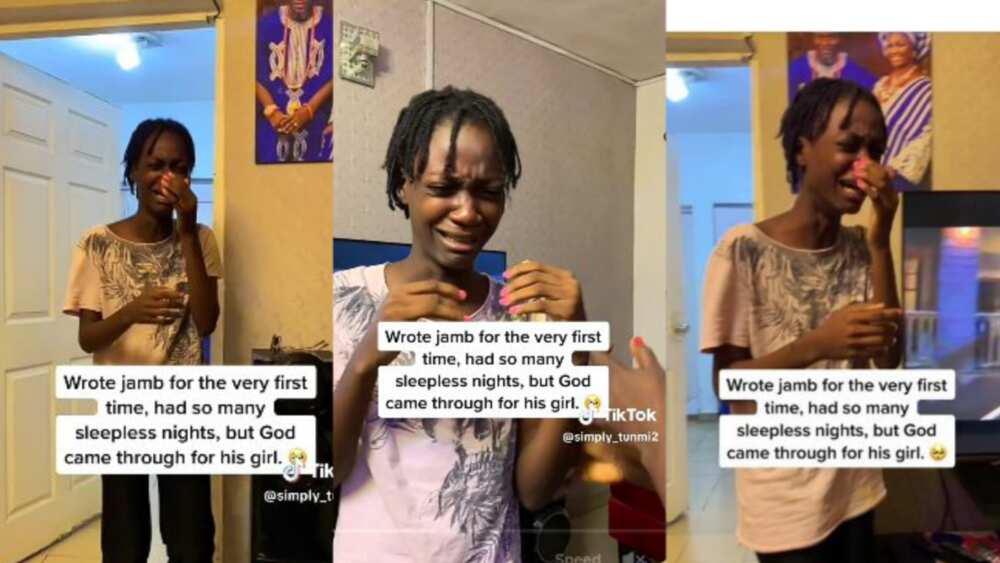 Lady sheds tears after seeing her jamb score Lady sheds tears after seeing her jamb score