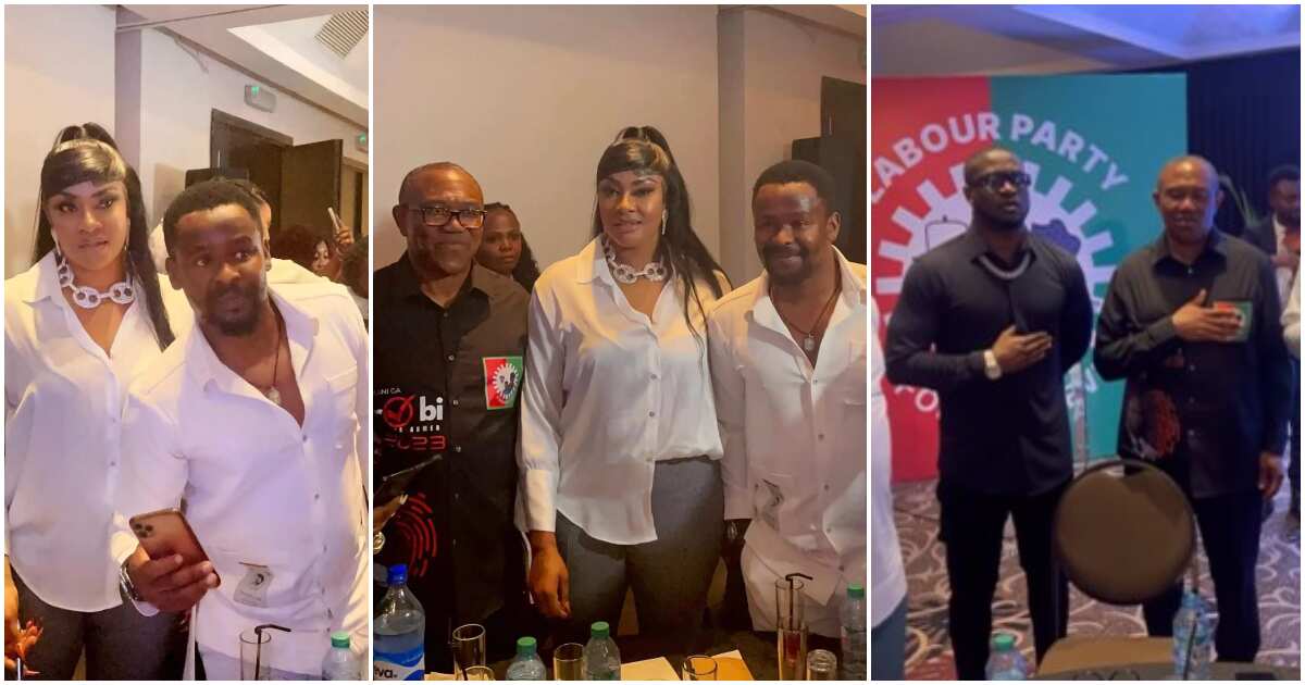 Videos emerge as Peter Obi meets with entertainment industry stakeholders, Psquare, Nkechi Blessing, Kanayo, others present