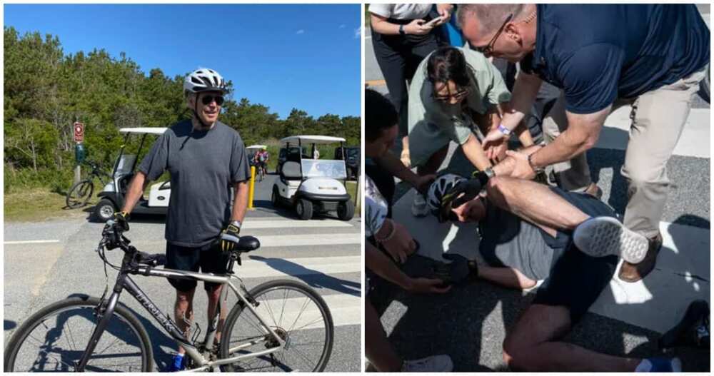 President Joe Biden fell off bike.