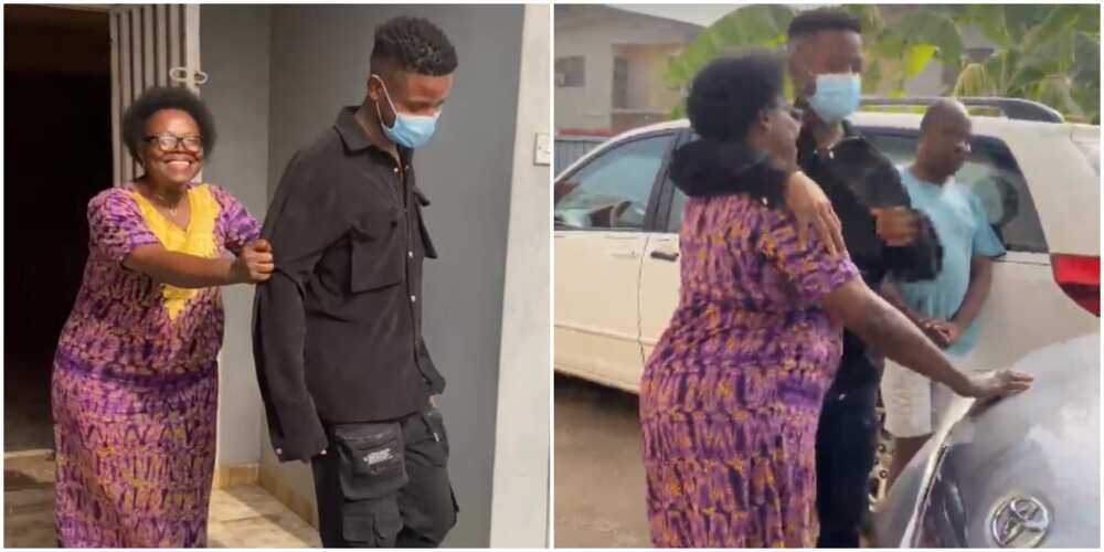 Singer Chike's mum becomes emotional as he gifts her car for Christmas