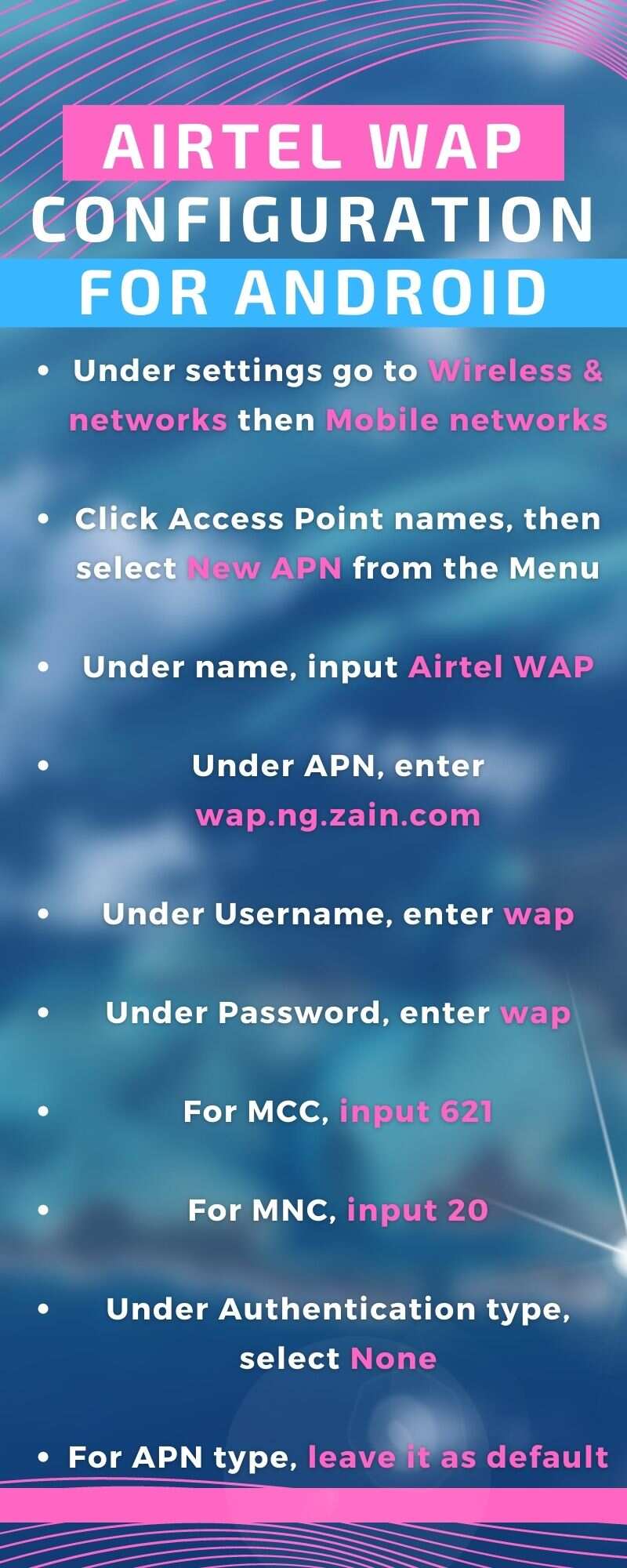 How to configure Airtel sim