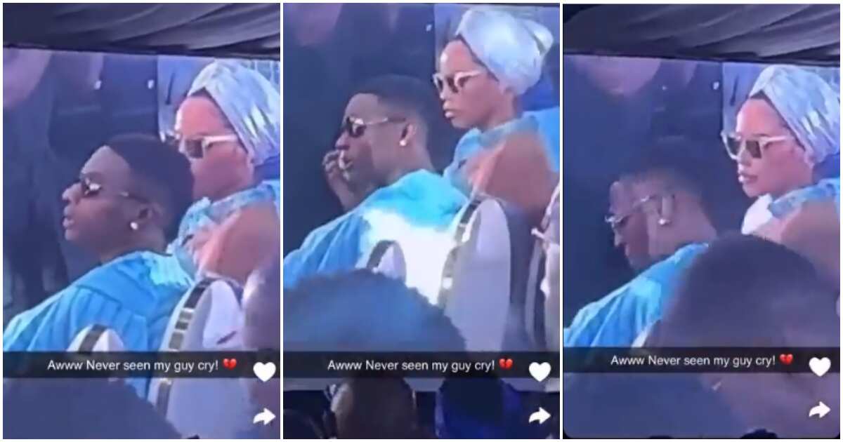 See emotional video of Wizkid breaking down in tears at his mother's burial service