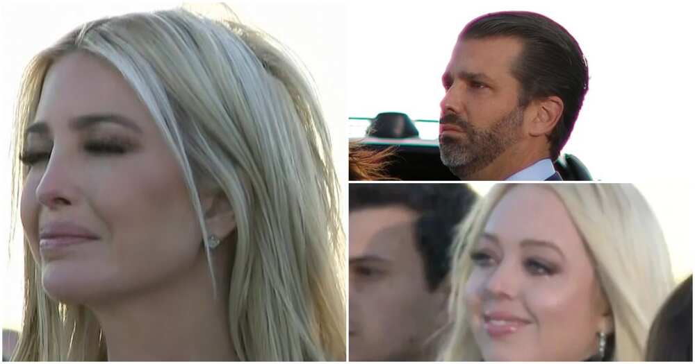 Emotional moment Trump's children break down in tears as their father says goodbye to presidency