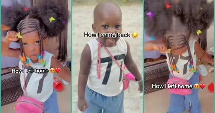 Little girl causes buzz online as she returns home without her frontal wig