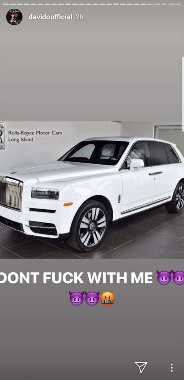 Davido acquires brand new Rolls-Royce Cullinan 2019 worth 350 million naira