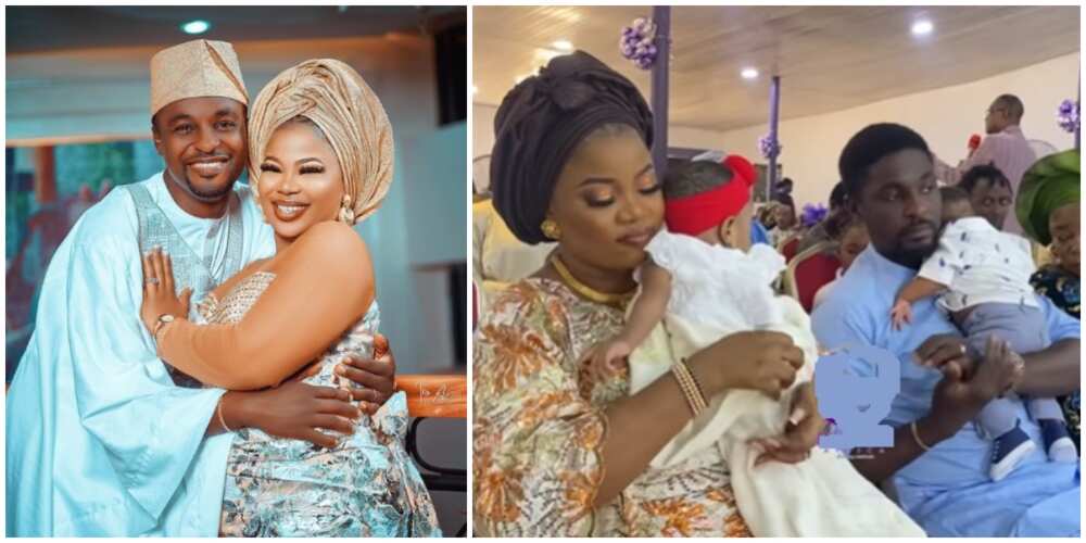 Adeniyi Johnson and Seyin Edun dedicate twins in church