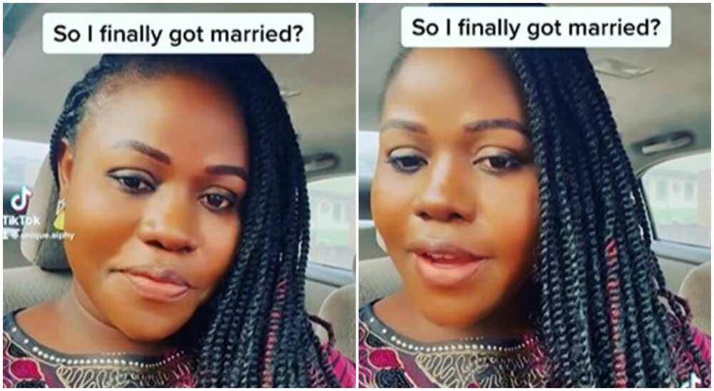 Photos of a lady celebrating her marriage.