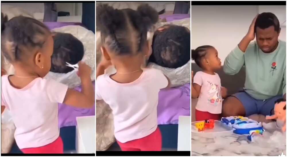 Small Girl Uses Sharp Scissors to Shave Her Father's Hair When He Was  Sleeping, Video Goes Viral 