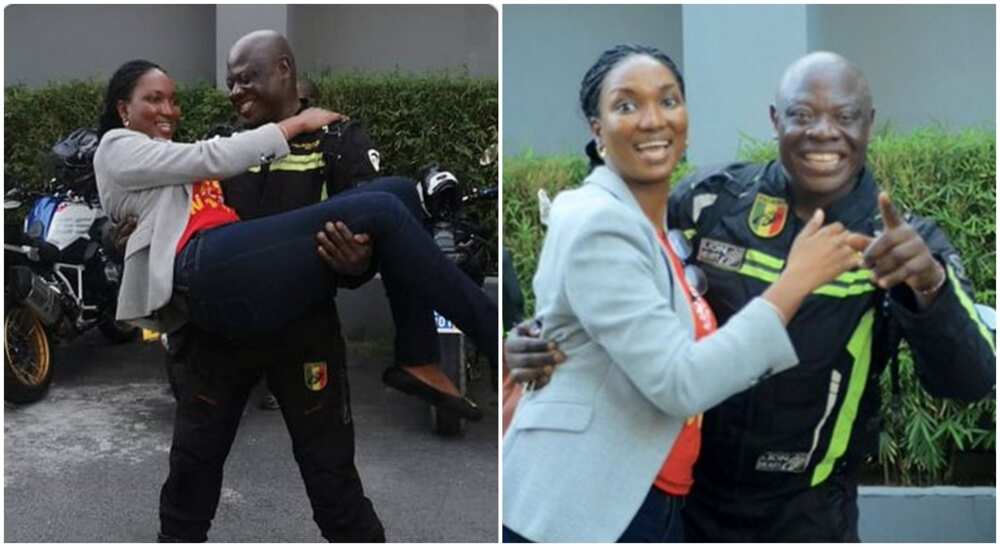 London to Lagos biker, Kunle Adeyanju and Zenab.