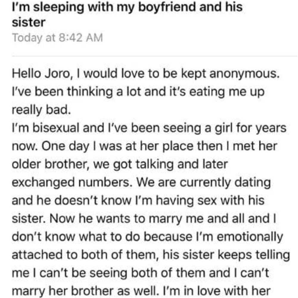 Cheating with boyfriend and sister