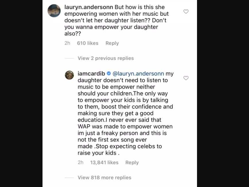 Stop Expecting Celebs to Raise Your Kids: Rapper Cardi B Reacts to Backlash from Mothers over WAP Performance