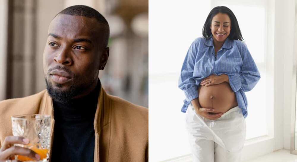 Photos of a pregnant woman and a man. Photos of a pregnant woman and a man.