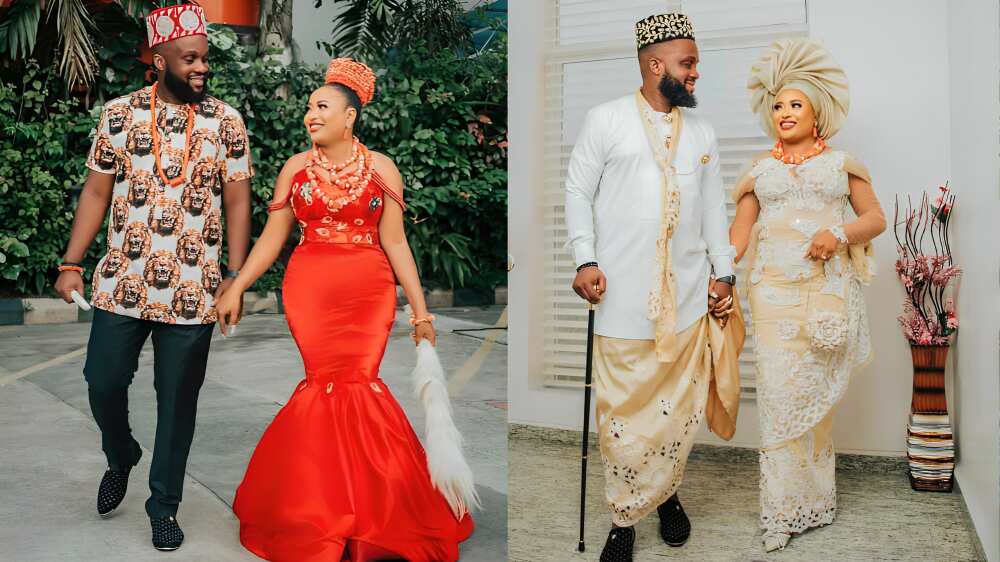 Cute Ibibio traditional couple attires