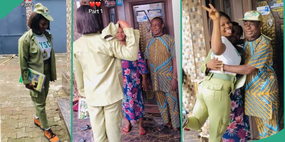 NYSC lady salutes her parents.