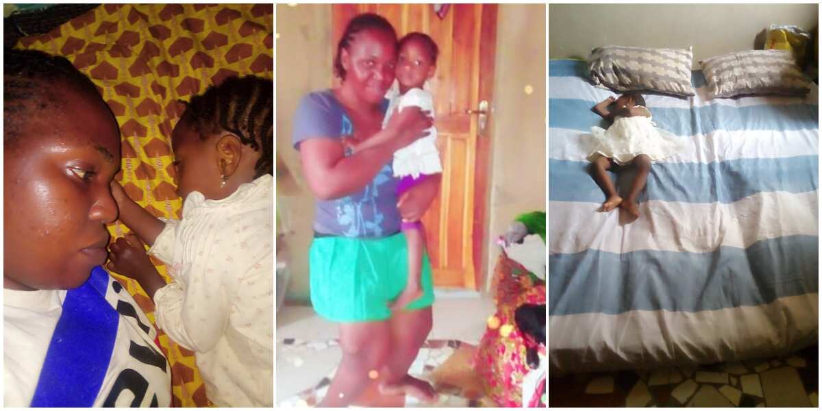 Lady cries out, says she is tired of sleeping on the bare floor with her kid, Nigerians surprise her with bed