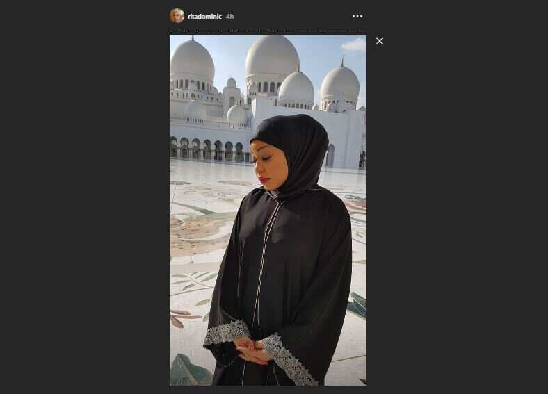 Rita Dominic shares lovely photos, videos as she visits a mosque in Abu Dhabi