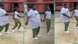 "The guy get moves": Slim lady in NYSC uniform dances with chubby corps member, video trends