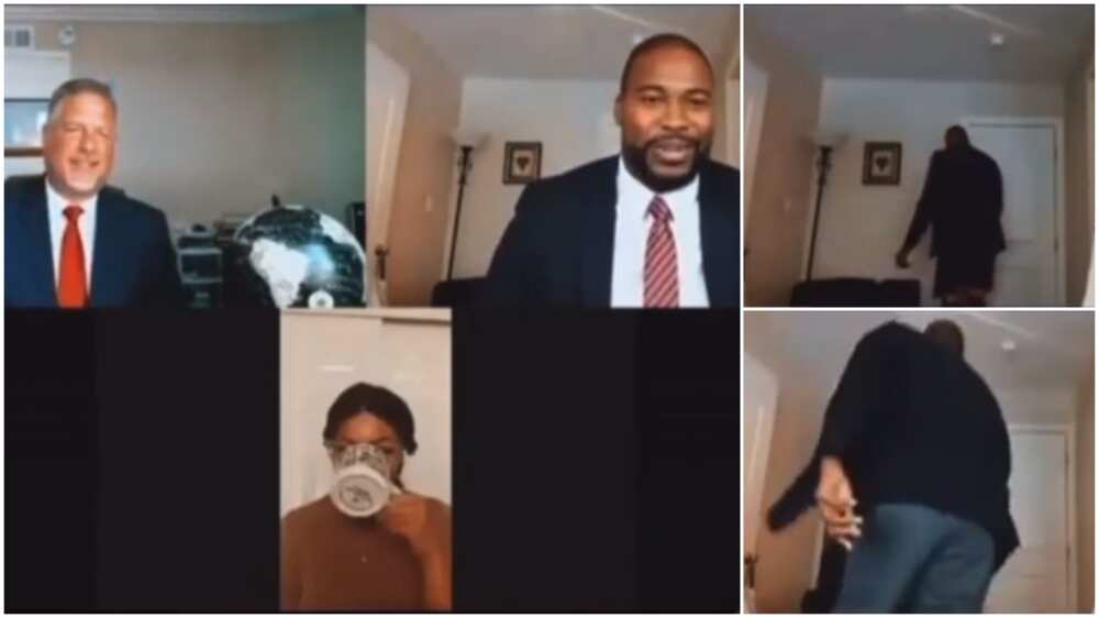 Video Shows Funny Moment Man Who Wore Shorts Under Suit Stood Up During  Online Meeting With Boss 