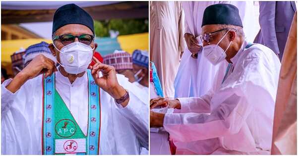 Presidency provides evidence President Buhari observing COVID-19 guidelines (photos)