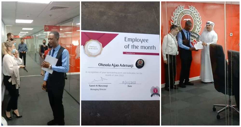 Adetunji Olusola Ajao Phillip, Dubai company, Nigerian man, Best Emloyee of the Month of June, Transguard Group Head Office