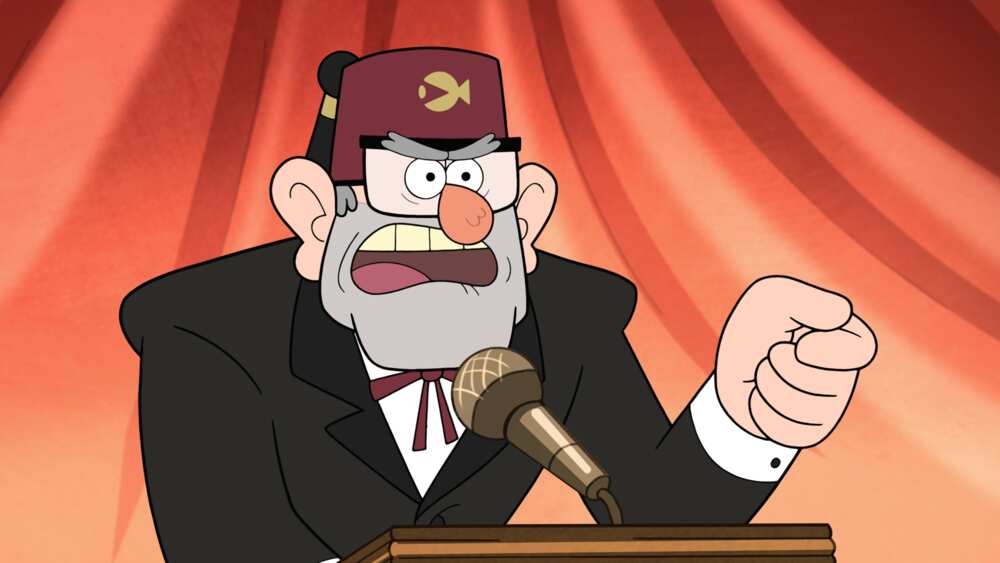 Grunkle Stan giving out a speech